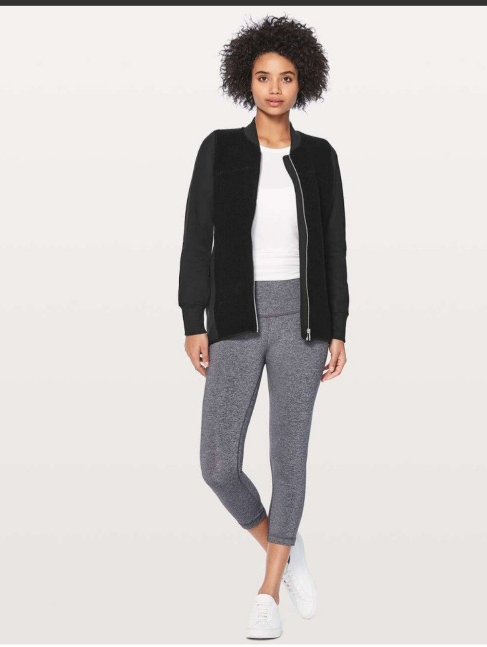 Lululemon Black Stand Out Sherpa Full Zip Jacket Fleece Wool Blend - Size 4